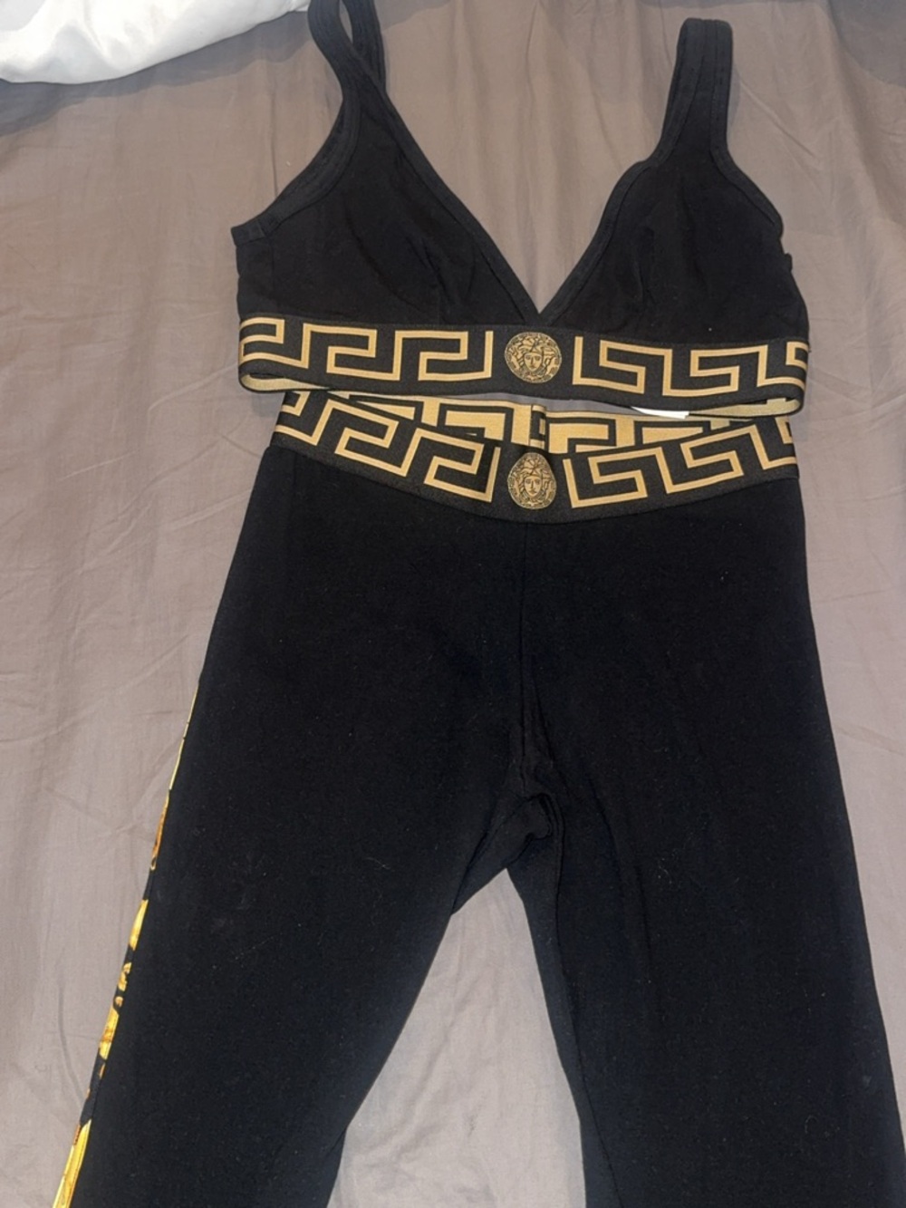 Versace Black & Gold Logo Waist Jumpsuit